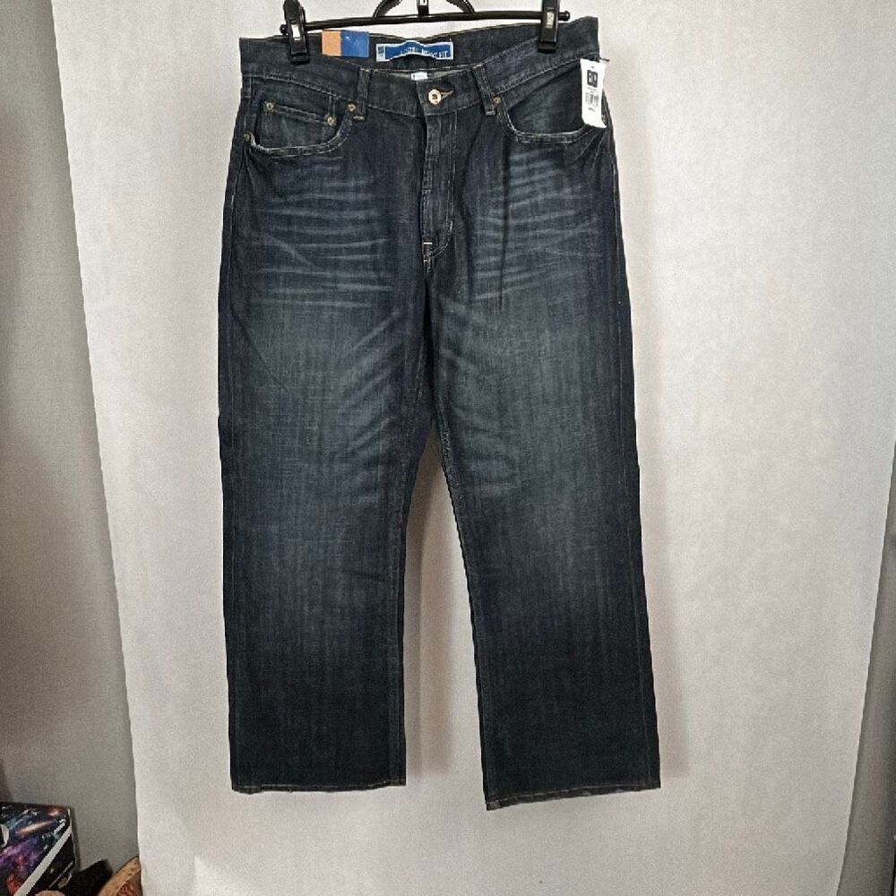 NEW Gap Loose Boot Fit Denim Jeans Mens Sz 34x30 Bootcut Relaxed Worn Rinse